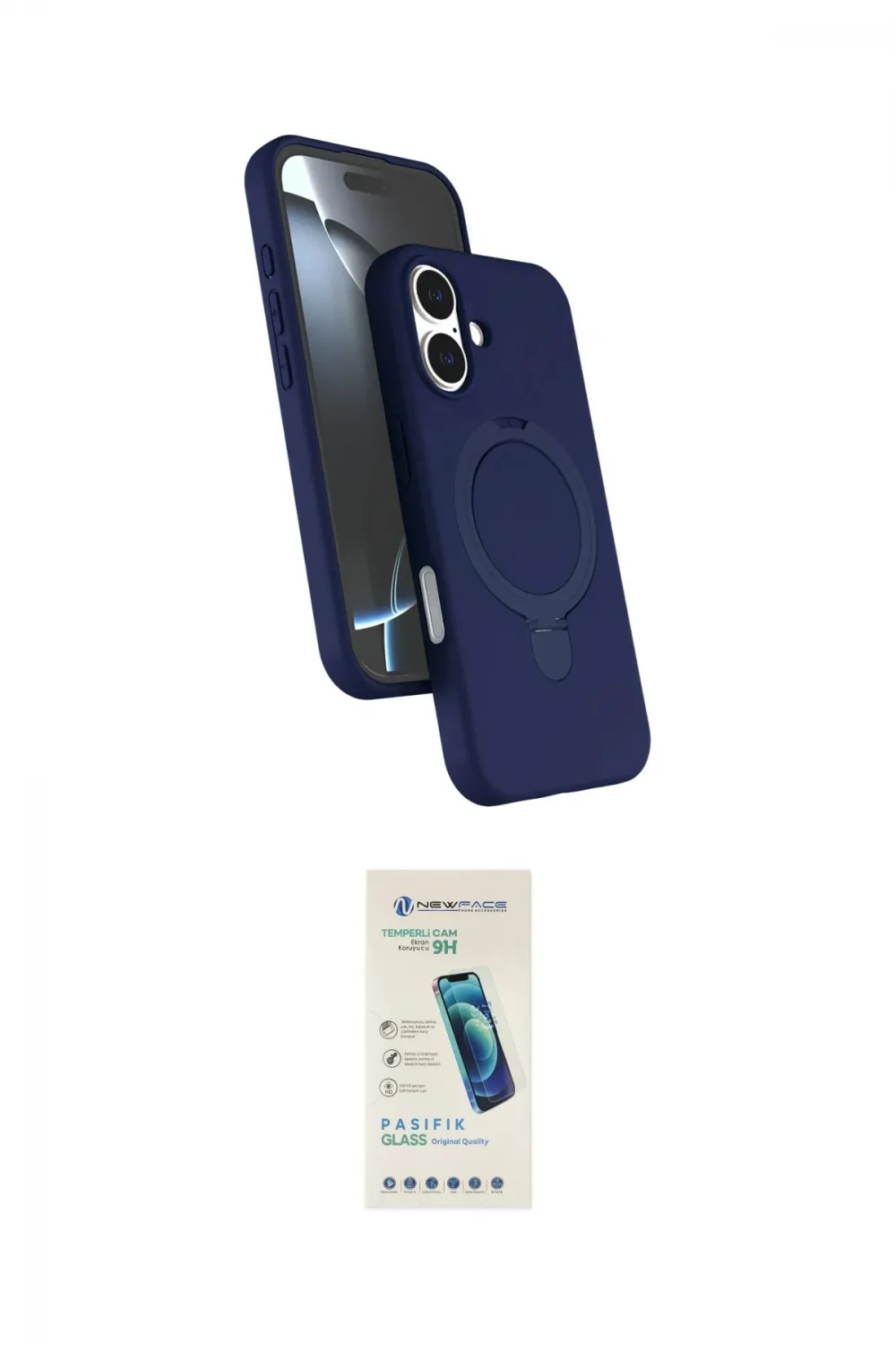 ieg™ iPhone 16 Plus Kılıf İz Işık Koleksiyonu - Şeffaf Pasifik Cam Ekran Koruyucu