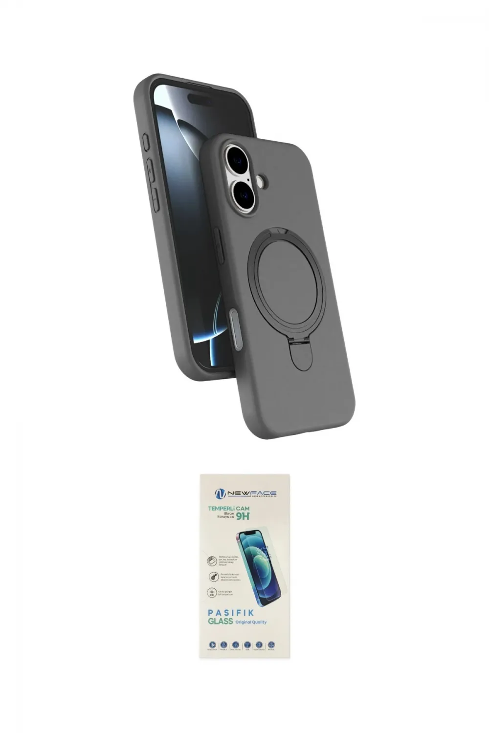 ieg™ iPhone 16 Plus Kılıf İz Işık Koleksiyonu - Şeffaf Pasifik Cam Ekran Koruyucu