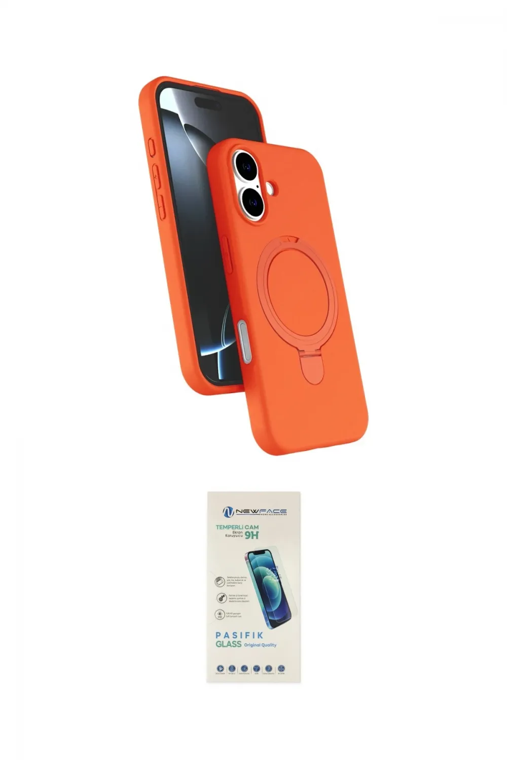 ieg™ iPhone 16 Plus Kılıf İz Işık Koleksiyonu - Şeffaf Pasifik Cam Ekran Koruyucu