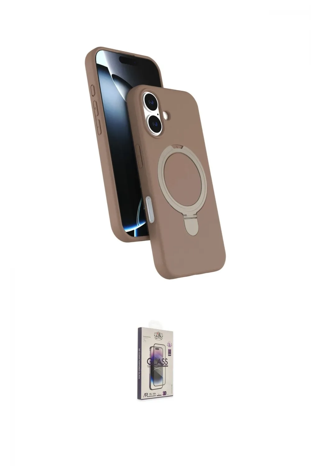 ieg™ iPhone 16 Plus Kılıf İz Işık Koleksiyonu - Siyah Bilvis 3D Cam Ekran Koruyucu