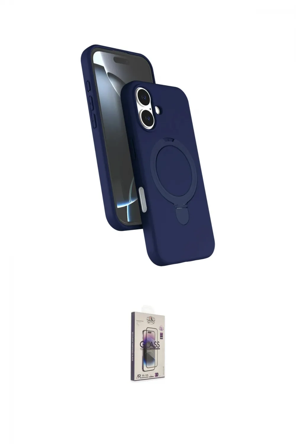 ieg™ iPhone 16 Plus Kılıf İz Işık Koleksiyonu - Siyah Bilvis 3D Cam Ekran Koruyucu
