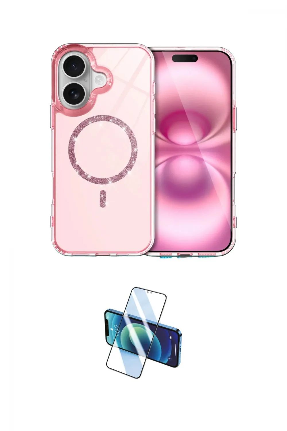 ieg™ iPhone 16 Plus Kılıf Kıvılcım Form Prime - Siyah 3D Antistatik Seramik Nano Ekran Koruyucu