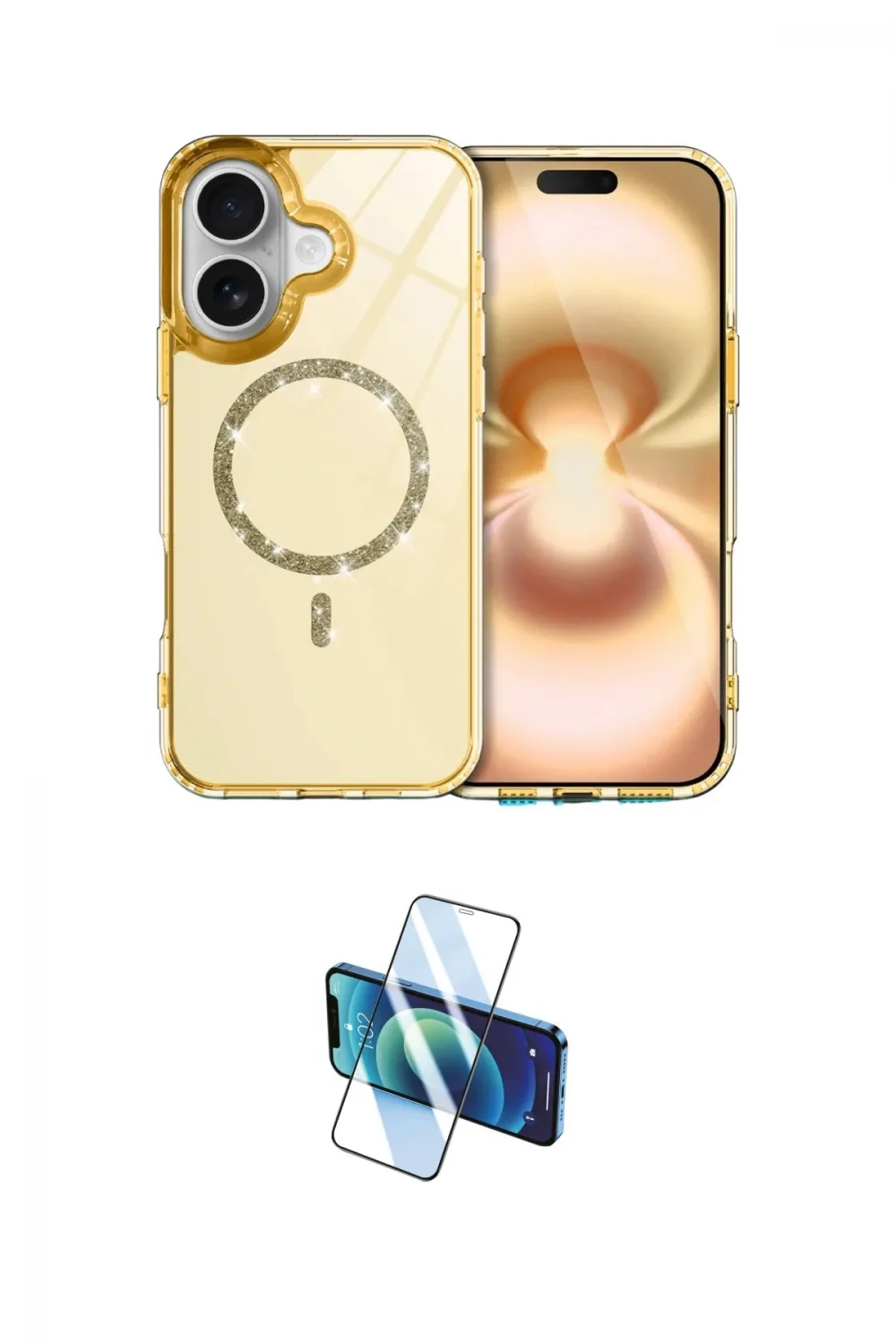 ieg™ iPhone 16 Plus Kılıf Kıvılcım Form Prime - Siyah 3D Antistatik Seramik Nano Ekran Koruyucu