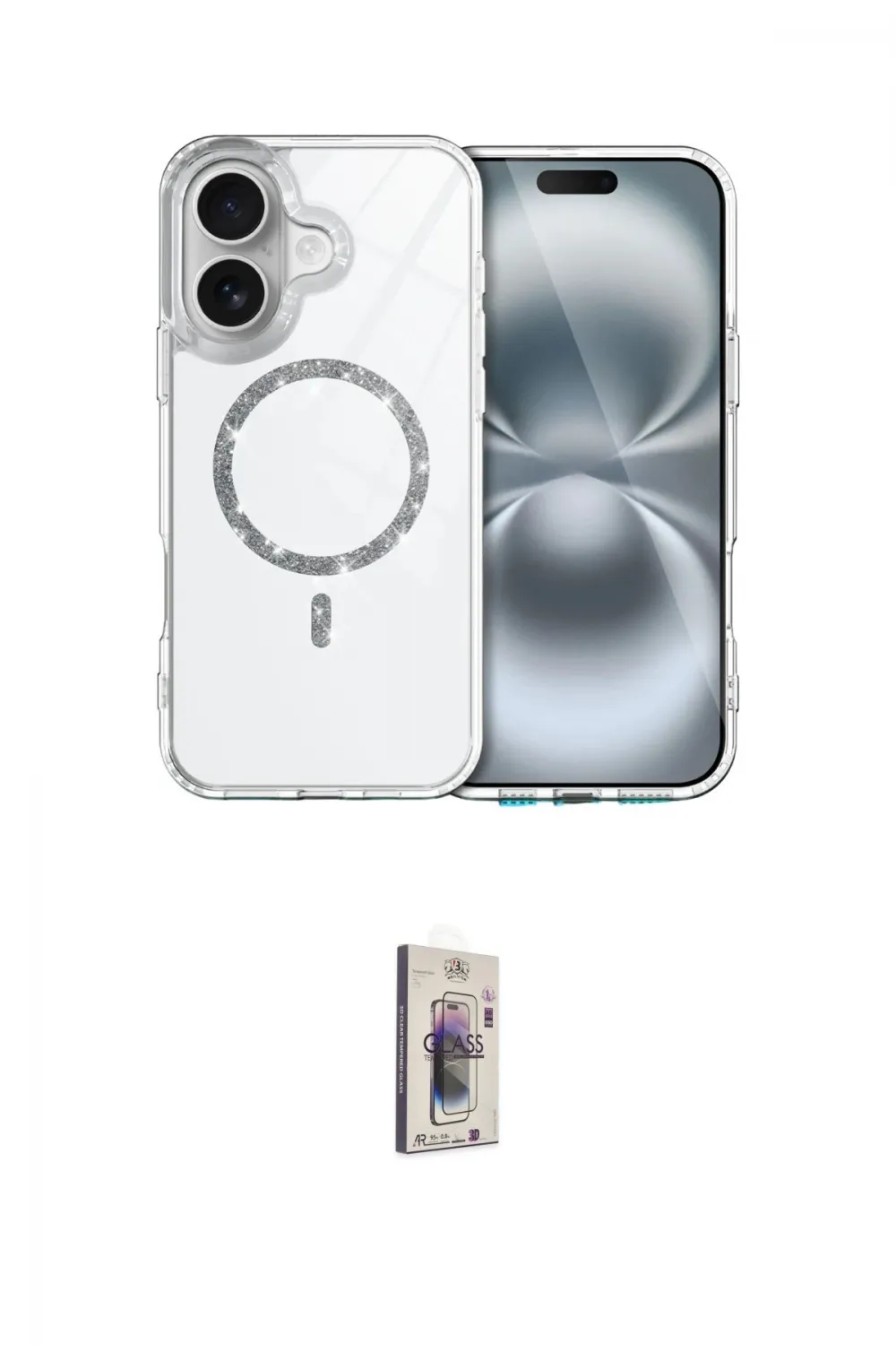 ieg™ iPhone 16 Plus Kılıf Kıvılcım Form Prime - Siyah Bilvis 3D Cam Ekran Koruyucu