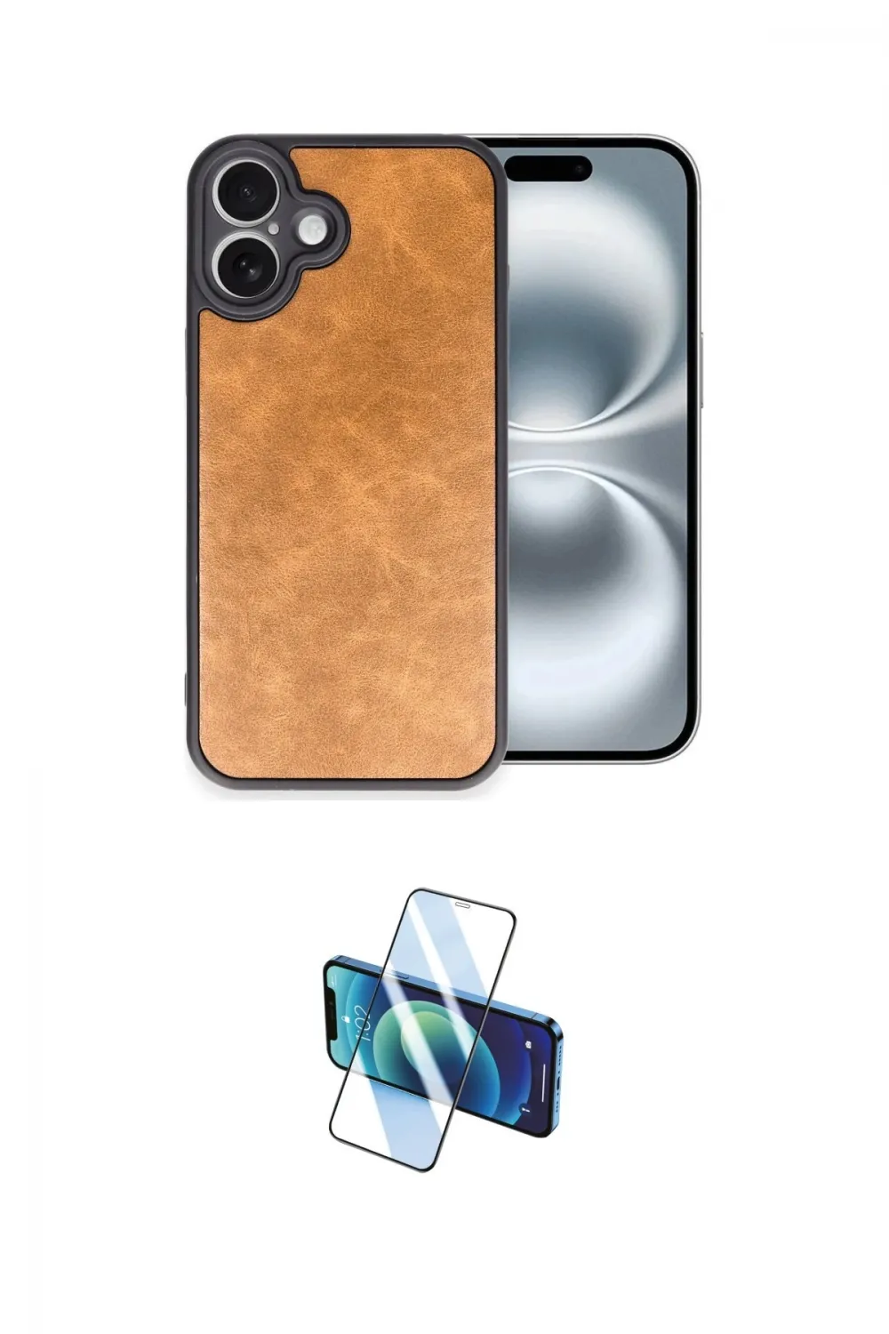 ieg™ iPhone 16 Plus Kılıf Kıvılcım Işık Serisi - Siyah 3D Antistatik Cam Ekran Koruyucu