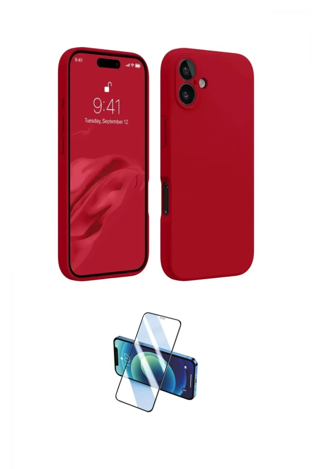 ieg™ iPhone 16 Plus Kılıf Kozmos Yansıma Özel Seri - Siyah 3D Antistatik Cam Ekran Koruyucu