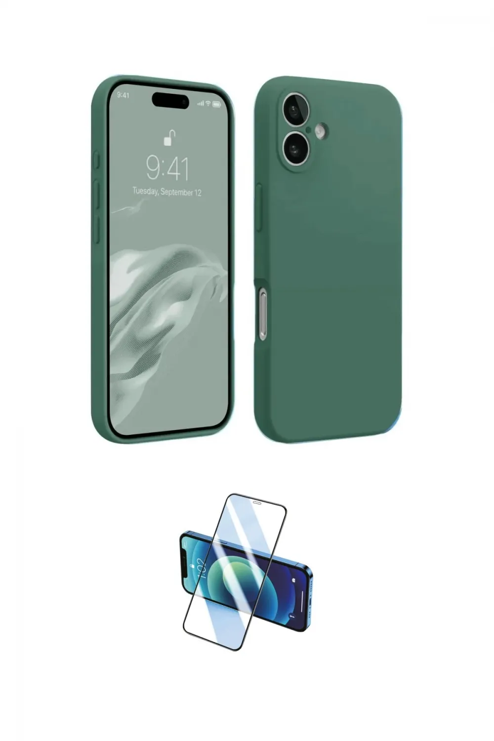 ieg™ iPhone 16 Plus Kılıf Kozmos Yansıma Özel Seri - Siyah 3D Antistatik Cam Ekran Koruyucu