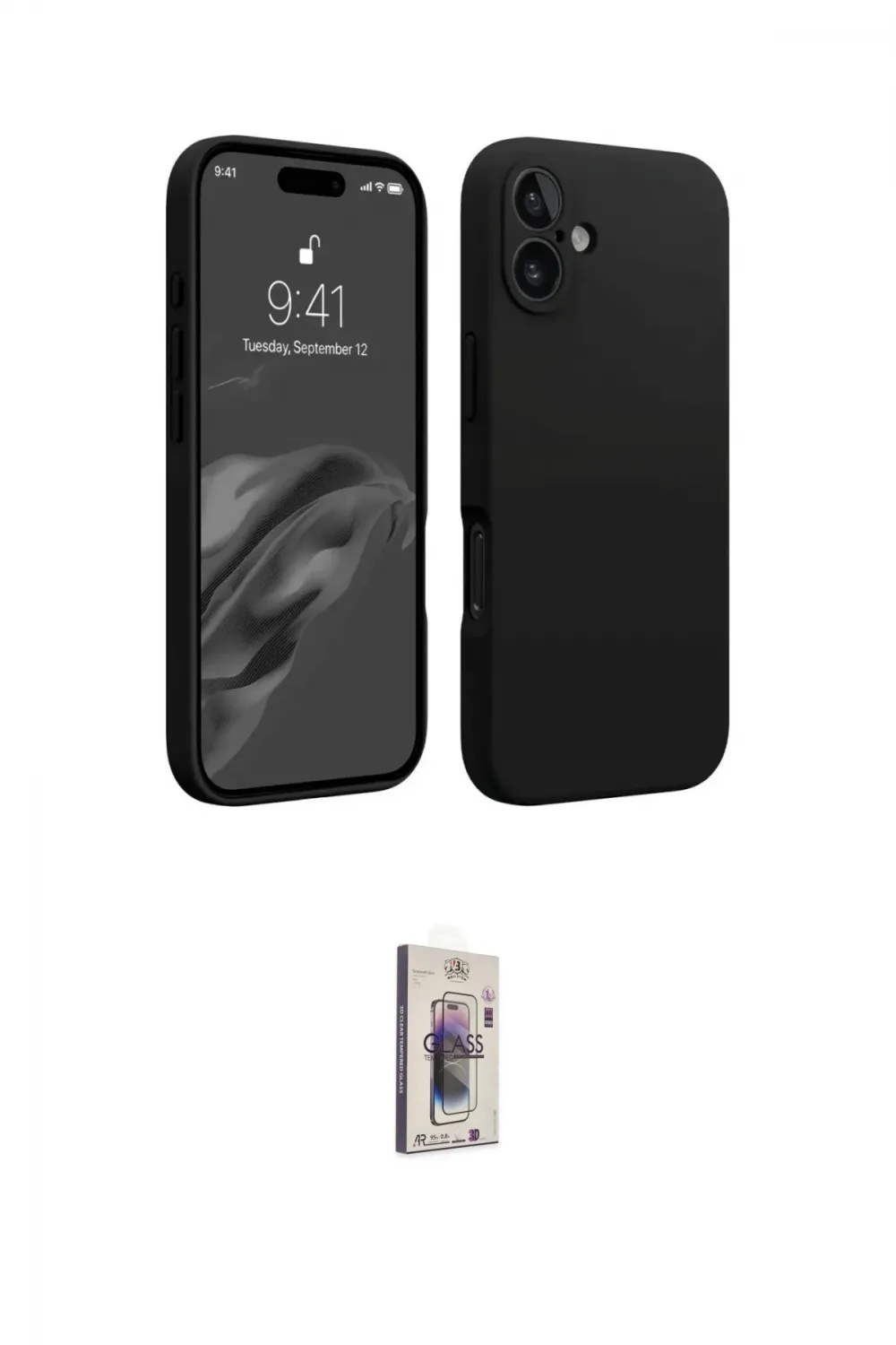 ieg™ iPhone 16 Plus Kılıf Kozmos Yansıma Özel Seri - Siyah Bilvis 3D Cam Ekran Koruyucu