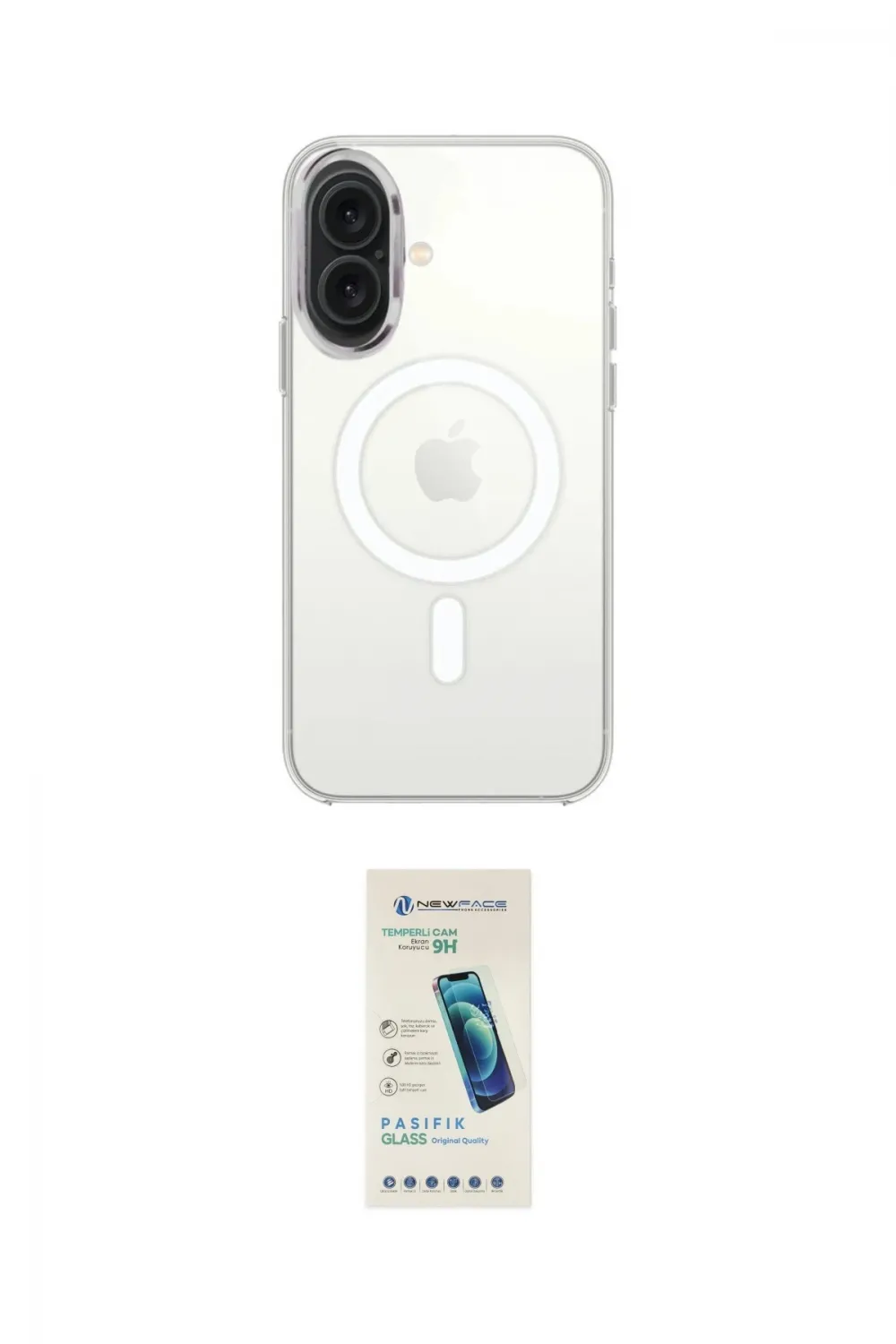 ieg™ iPhone 16 Plus Kılıf Kutup Klasik Serisi - Şeffaf Pasifik Cam Ekran Koruyucu