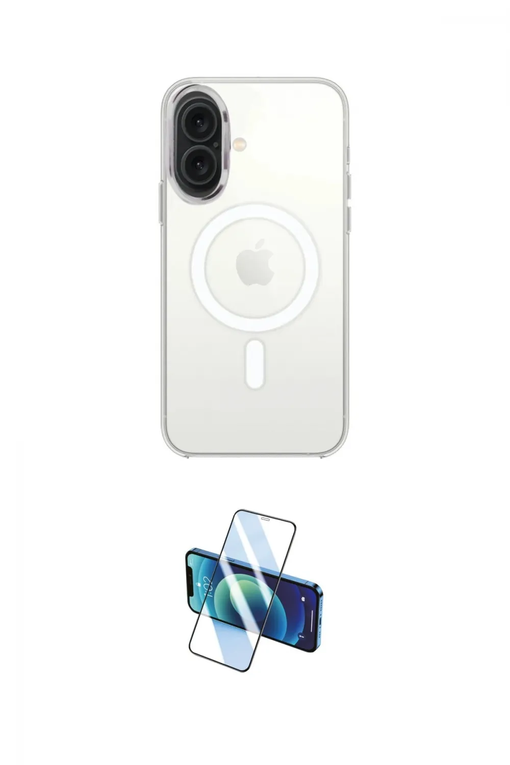 ieg™ iPhone 16 Plus Kılıf Kutup Klasik Serisi - Siyah 3D Antistatik Cam Ekran Koruyucu