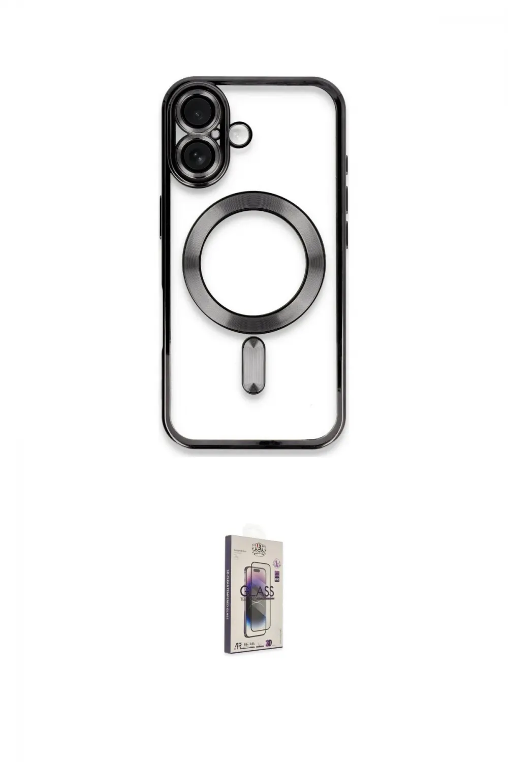 ieg™ iPhone 16 Plus Kılıf Nova Işık Özel Seri - Siyah Bilvis 3D Cam Ekran Koruyucu