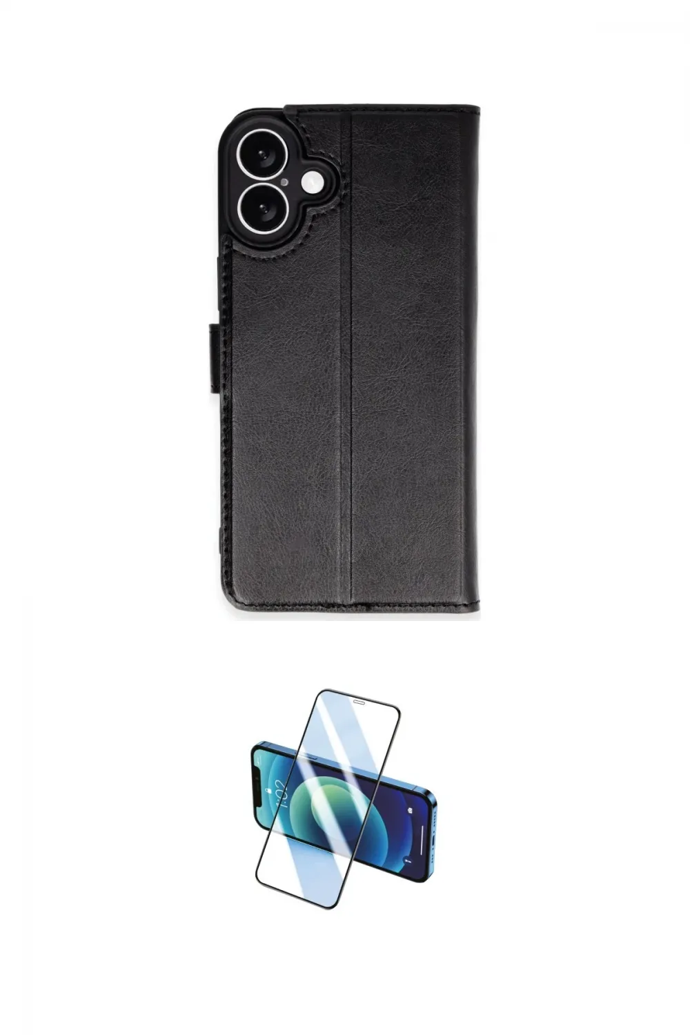 ieg™ iPhone 16 Plus Kılıf Siluet Işık Serisi - Siyah 3D Antistatik Cam Ekran Koruyucu