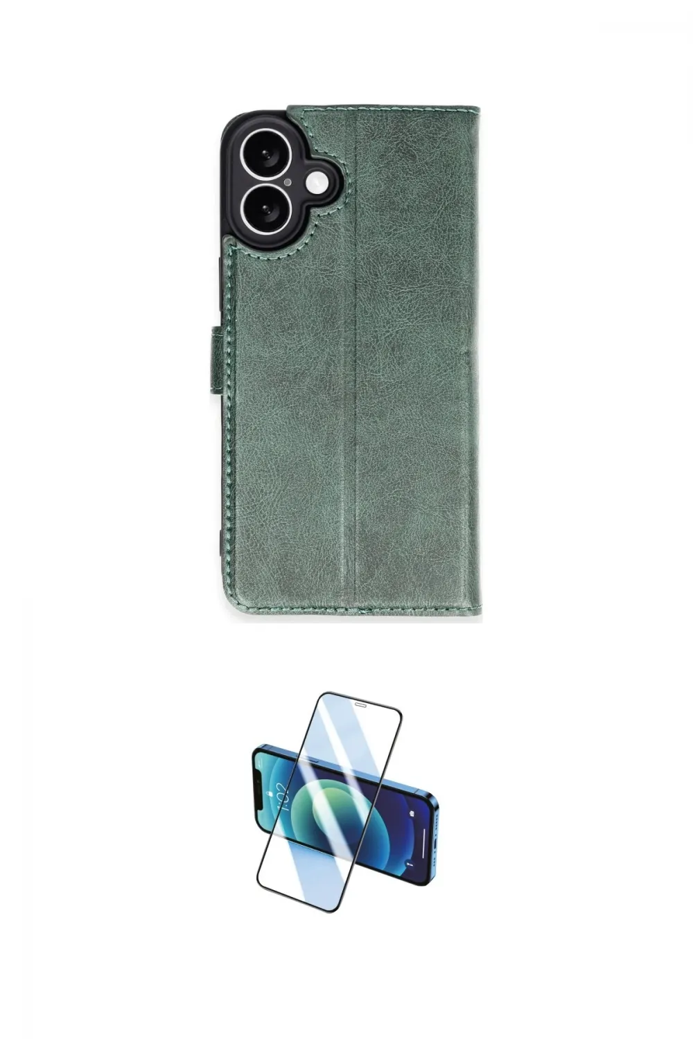 ieg™ iPhone 16 Plus Kılıf Siluet Işık Serisi - Siyah 3D Antistatik Cam Ekran Koruyucu