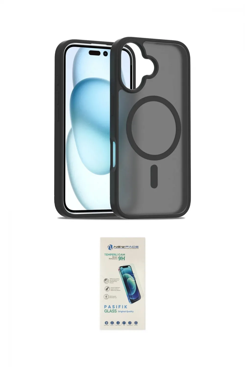 ieg™ iPhone 16 Plus Kılıf Siluet Minimal Prime - Şeffaf Pasifik Cam Ekran Koruyucu