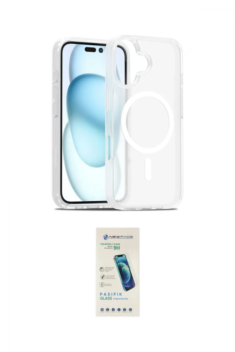 ieg™ iPhone 16 Plus Kılıf Siluet Minimal Prime - Şeffaf Pasifik Cam Ekran Koruyucu
