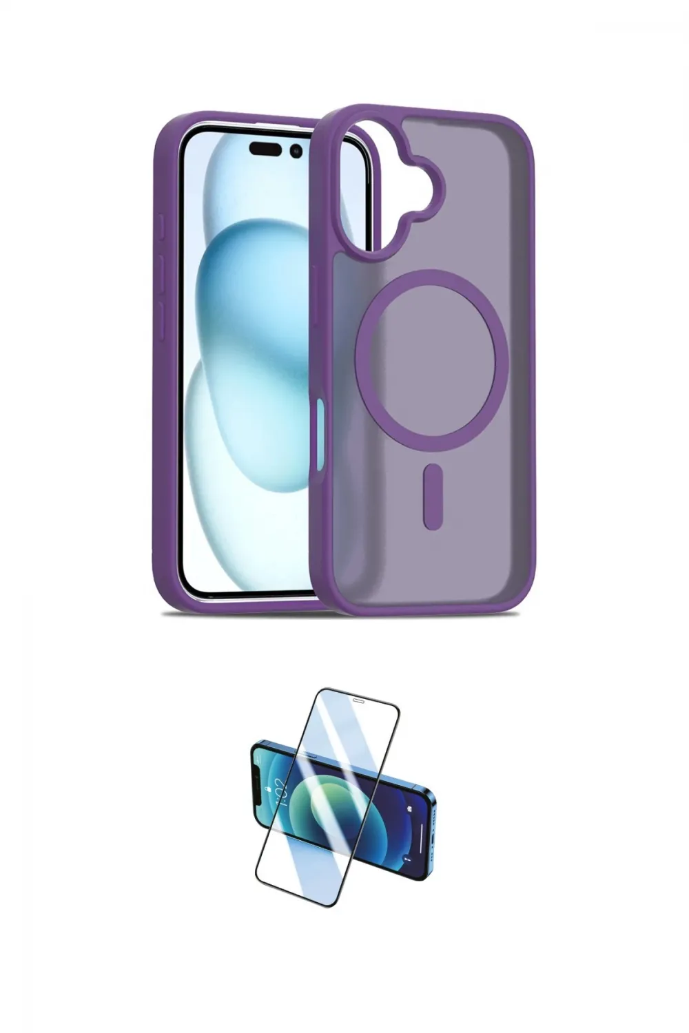 ieg™ iPhone 16 Plus Kılıf Siluet Minimal Prime - Siyah 3D Antistatik Cam Ekran Koruyucu