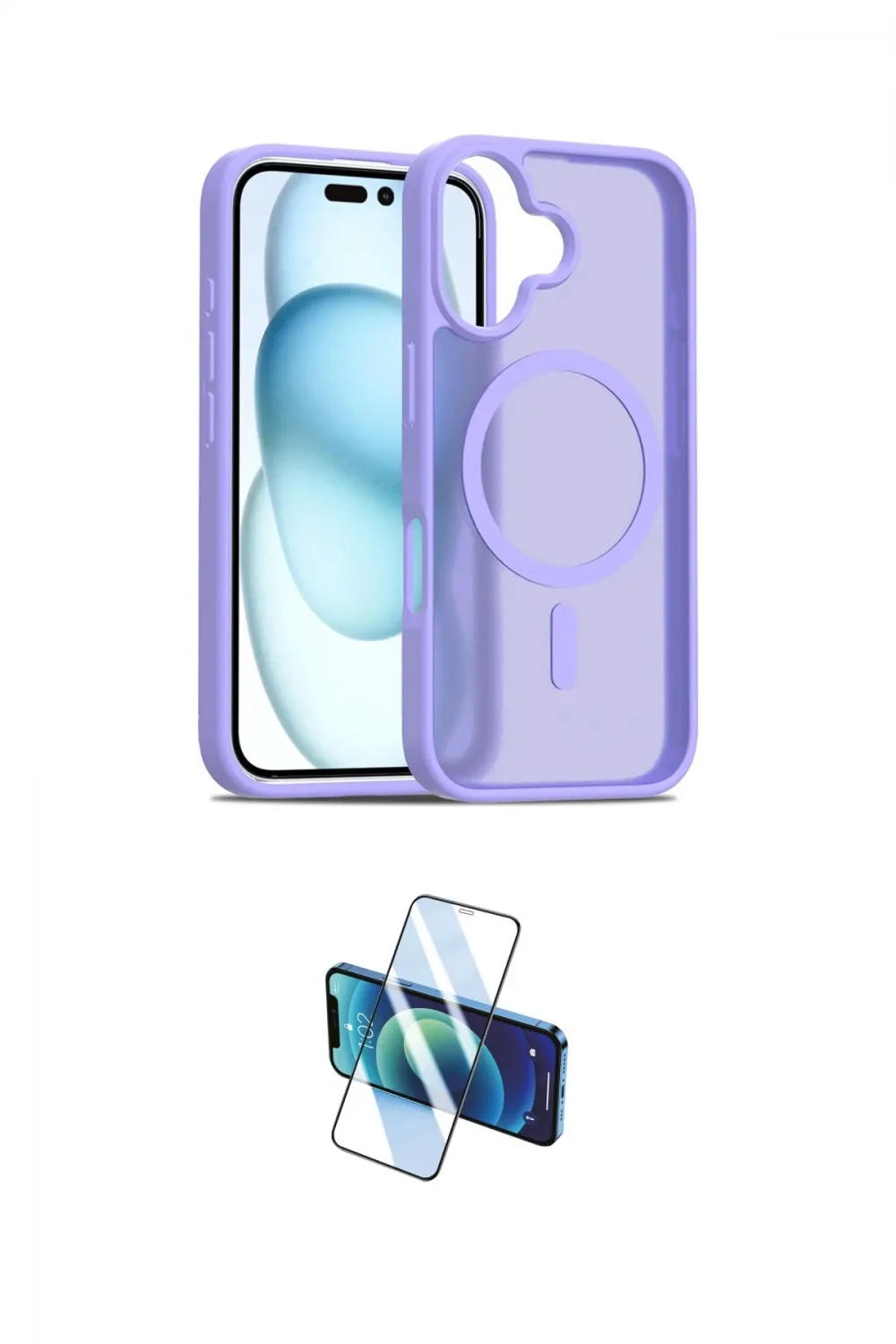 ieg™ iPhone 16 Plus Kılıf Siluet Minimal Prime - Siyah 3D Antistatik Cam Ekran Koruyucu