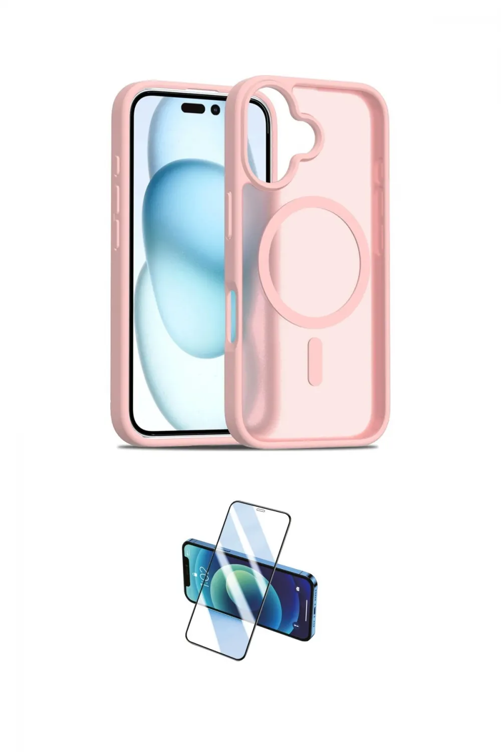 ieg™ iPhone 16 Plus Kılıf Siluet Minimal Prime - Siyah 3D Antistatik Cam Ekran Koruyucu