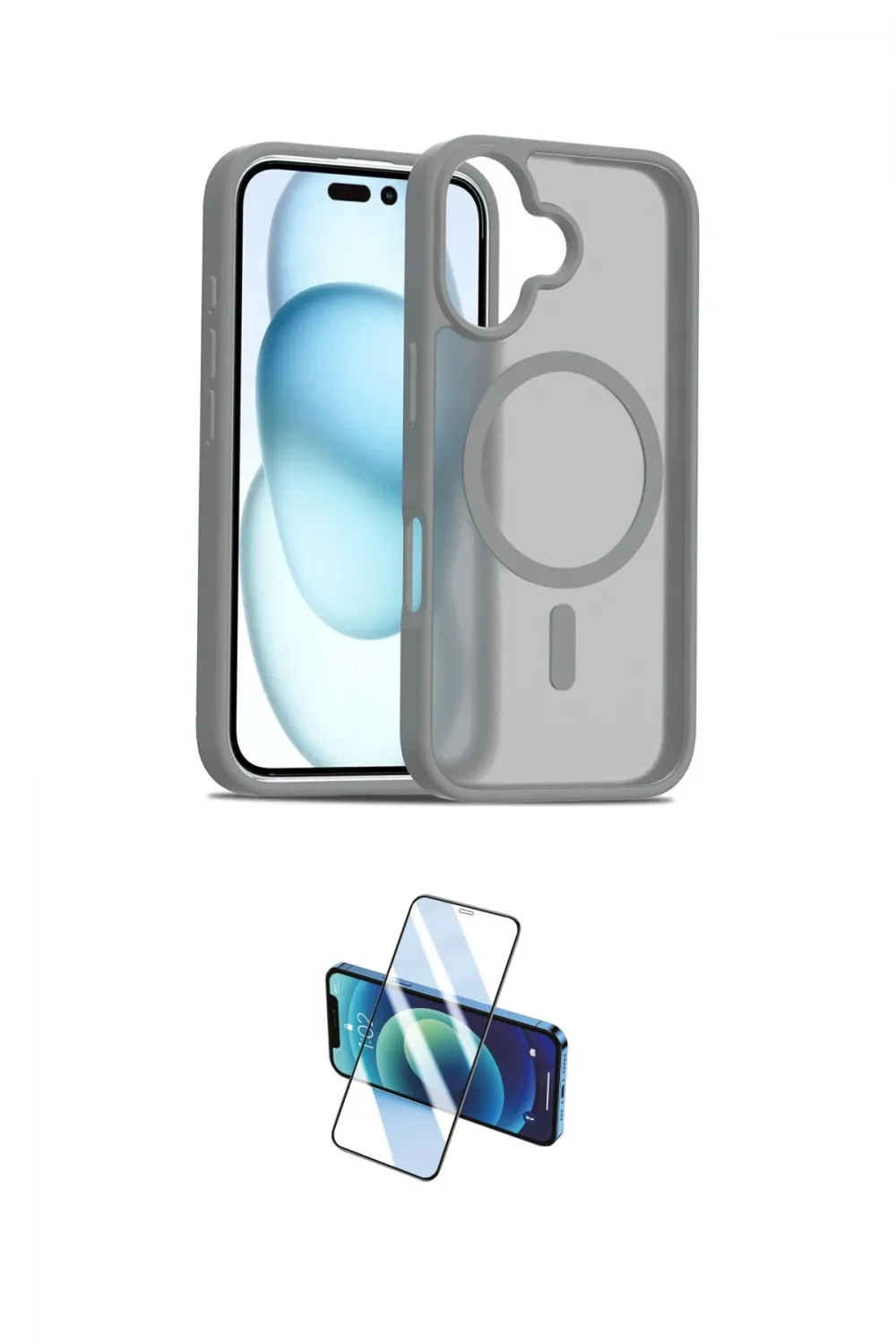 ieg™ iPhone 16 Plus Kılıf Siluet Minimal Prime - Siyah 3D Antistatik Cam Ekran Koruyucu