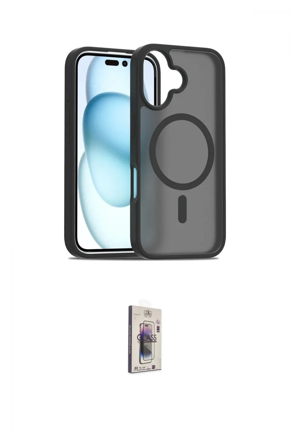 ieg™ iPhone 16 Plus Kılıf Siluet Minimal Prime - Siyah Bilvis 3D Cam Ekran Koruyucu