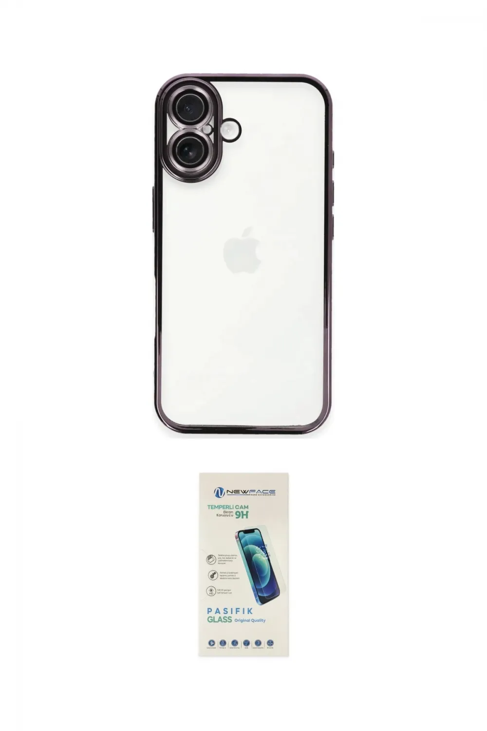 ieg™ iPhone 16 Plus Kılıf Vadi Minimal - Şeffaf Pasifik Cam Ekran Koruyucu