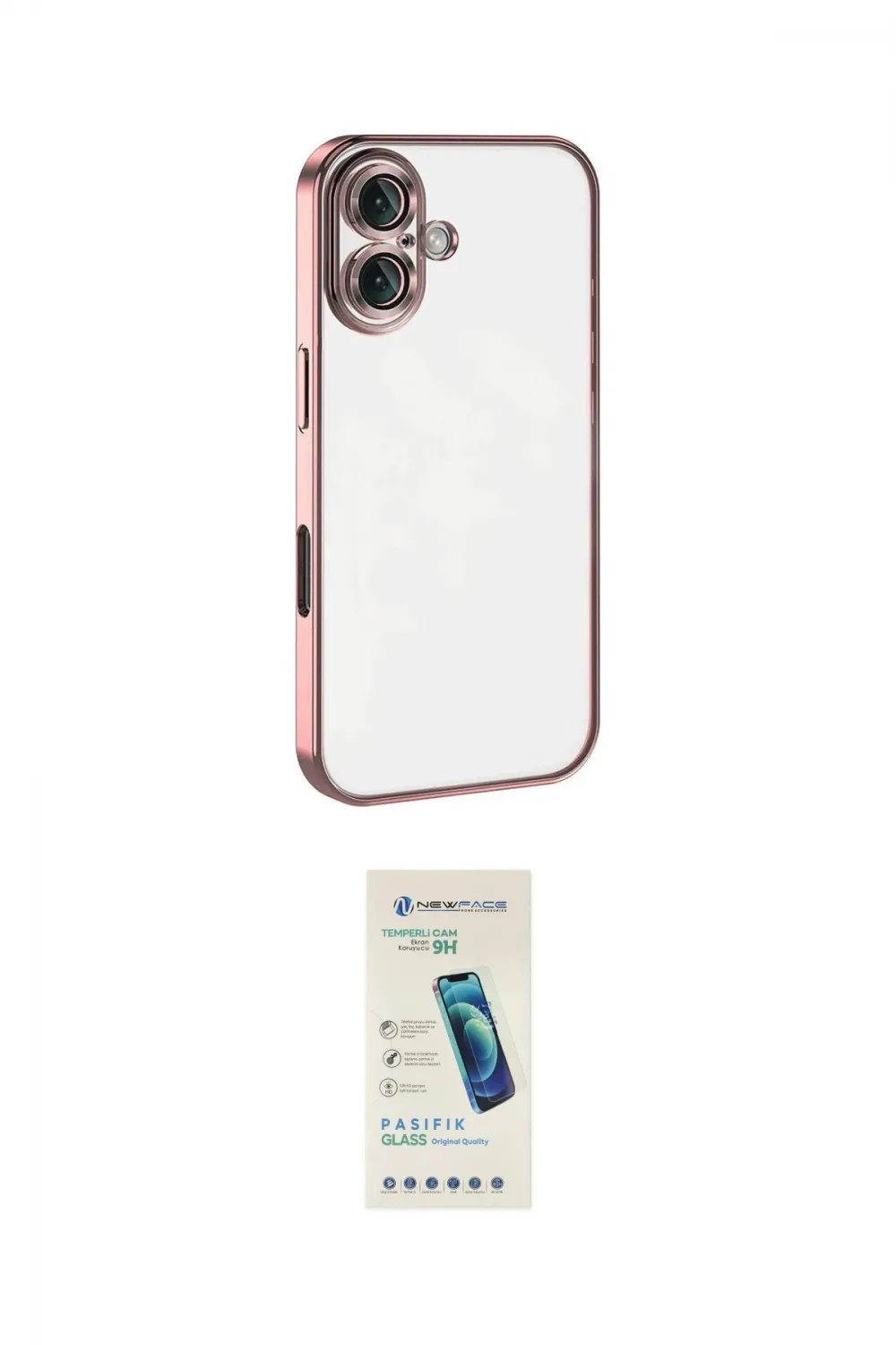 ieg™ iPhone 16 Plus Kılıf Vadi Minimal - Şeffaf Pasifik Cam Ekran Koruyucu