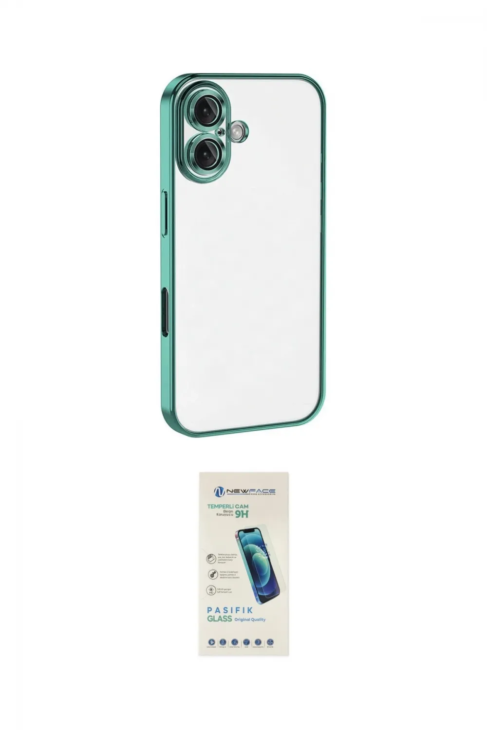 ieg™ iPhone 16 Plus Kılıf Vadi Minimal - Şeffaf Pasifik Cam Ekran Koruyucu