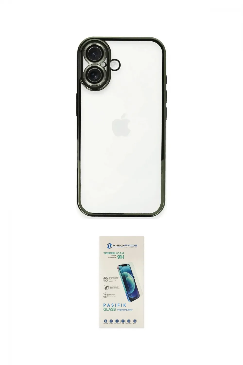ieg™ iPhone 16 Plus Kılıf Vadi Minimal - Şeffaf Pasifik Cam Ekran Koruyucu