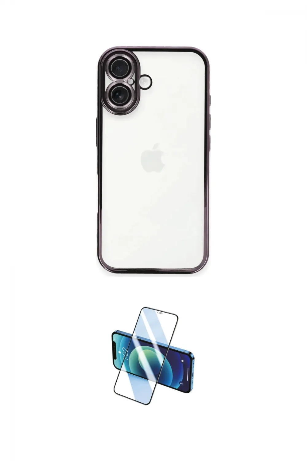 ieg™ iPhone 16 Plus Kılıf Vadi Minimal - Siyah 3D Antistatik Cam Ekran Koruyucu