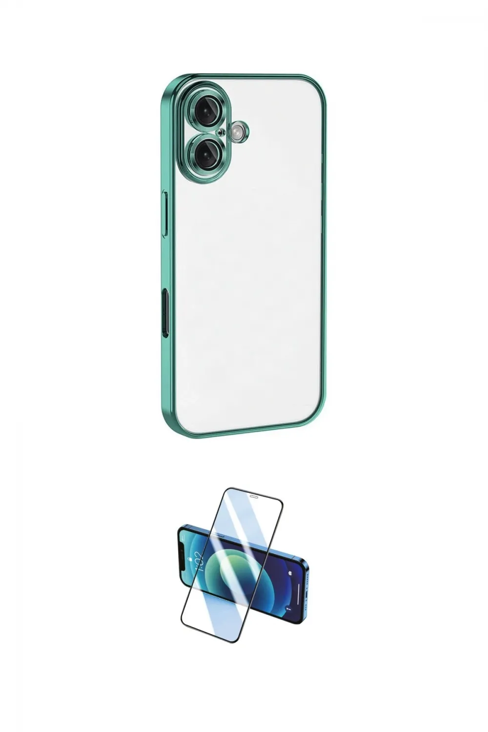 ieg™ iPhone 16 Plus Kılıf Vadi Minimal - Siyah 3D Antistatik Cam Ekran Koruyucu