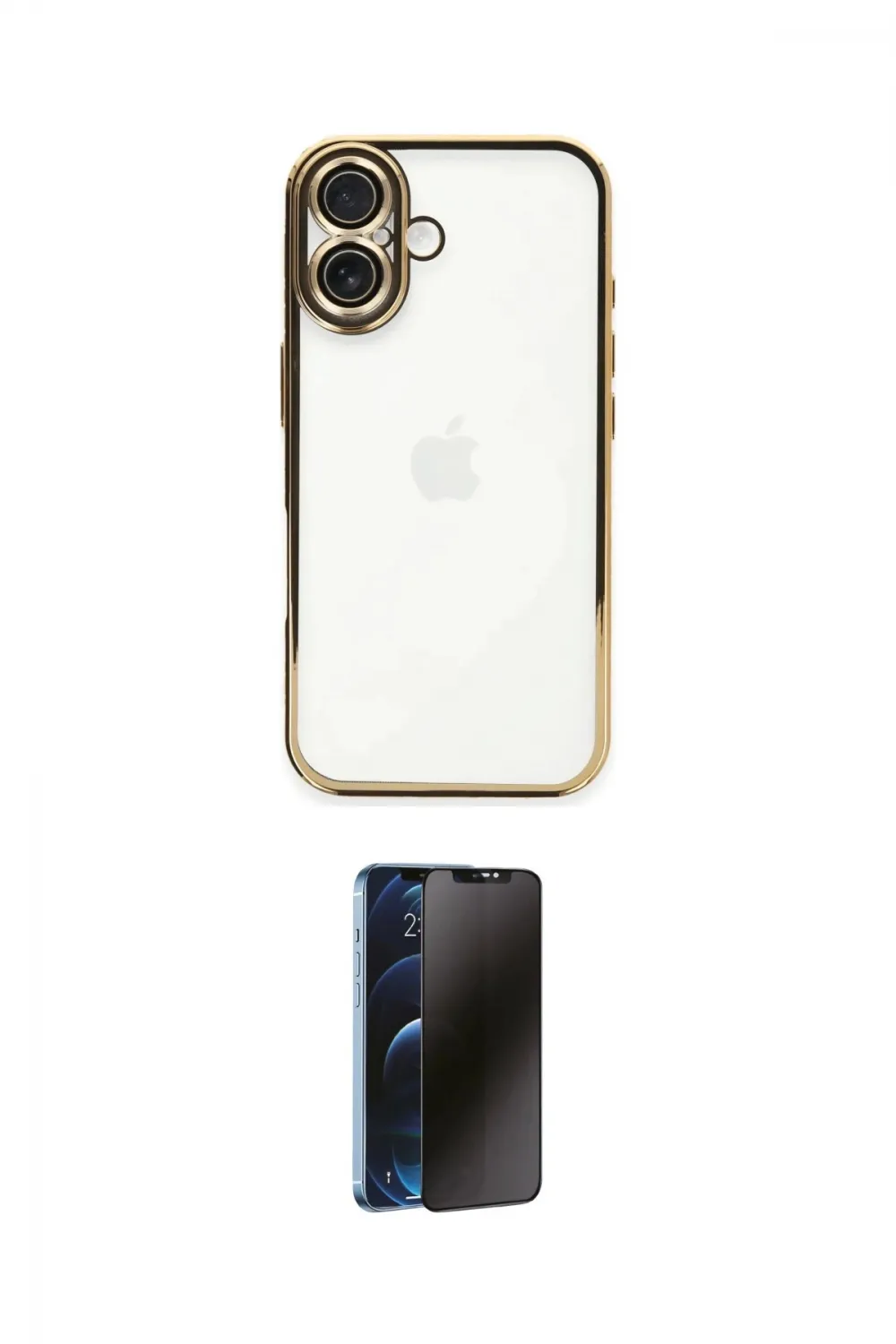 ieg™ iPhone 16 Plus Kılıf Vadi Minimal - Siyah 3D Antistatik Hayalet Cam Ekran Koruyucu