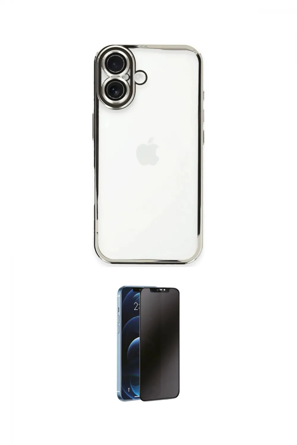 ieg™ iPhone 16 Plus Kılıf Vadi Minimal - Siyah 3D Antistatik Hayalet Cam Ekran Koruyucu