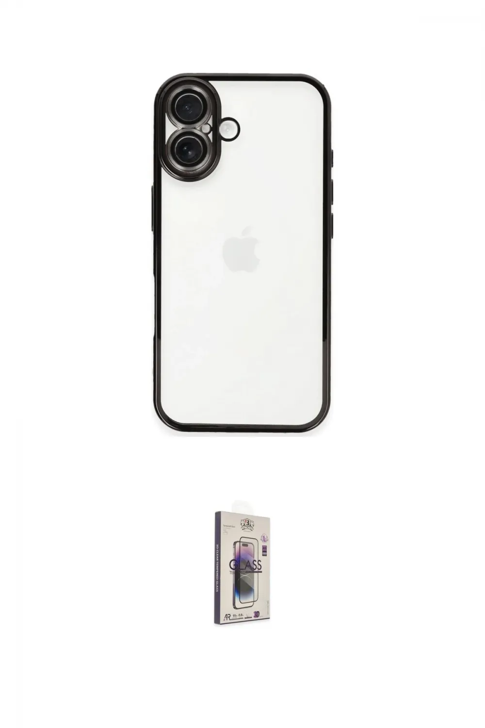 ieg™ iPhone 16 Plus Kılıf Vadi Minimal - Siyah Bilvis 3D Cam Ekran Koruyucu
