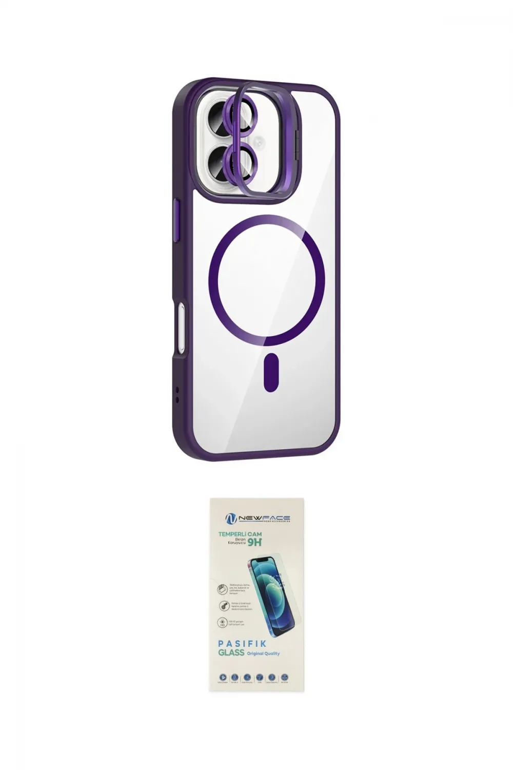ieg™ iPhone 16 Plus Kılıf Yadigar Asil Koleksiyonu - Şeffaf Pasifik Cam Ekran Koruyucu