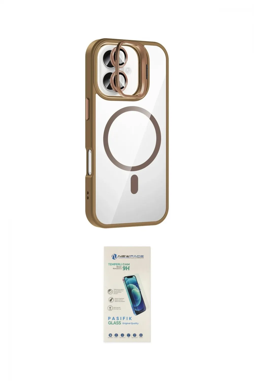 ieg™ iPhone 16 Plus Kılıf Yadigar Asil Koleksiyonu - Şeffaf Pasifik Cam Ekran Koruyucu