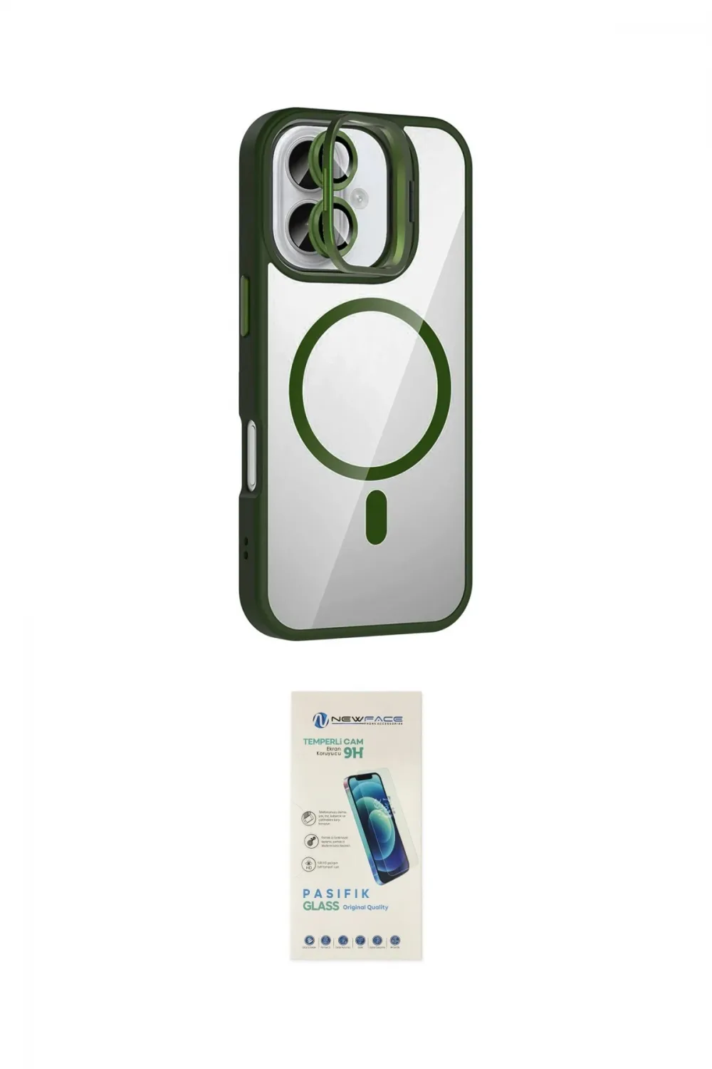 ieg™ iPhone 16 Plus Kılıf Yadigar Asil Koleksiyonu - Şeffaf Pasifik Cam Ekran Koruyucu