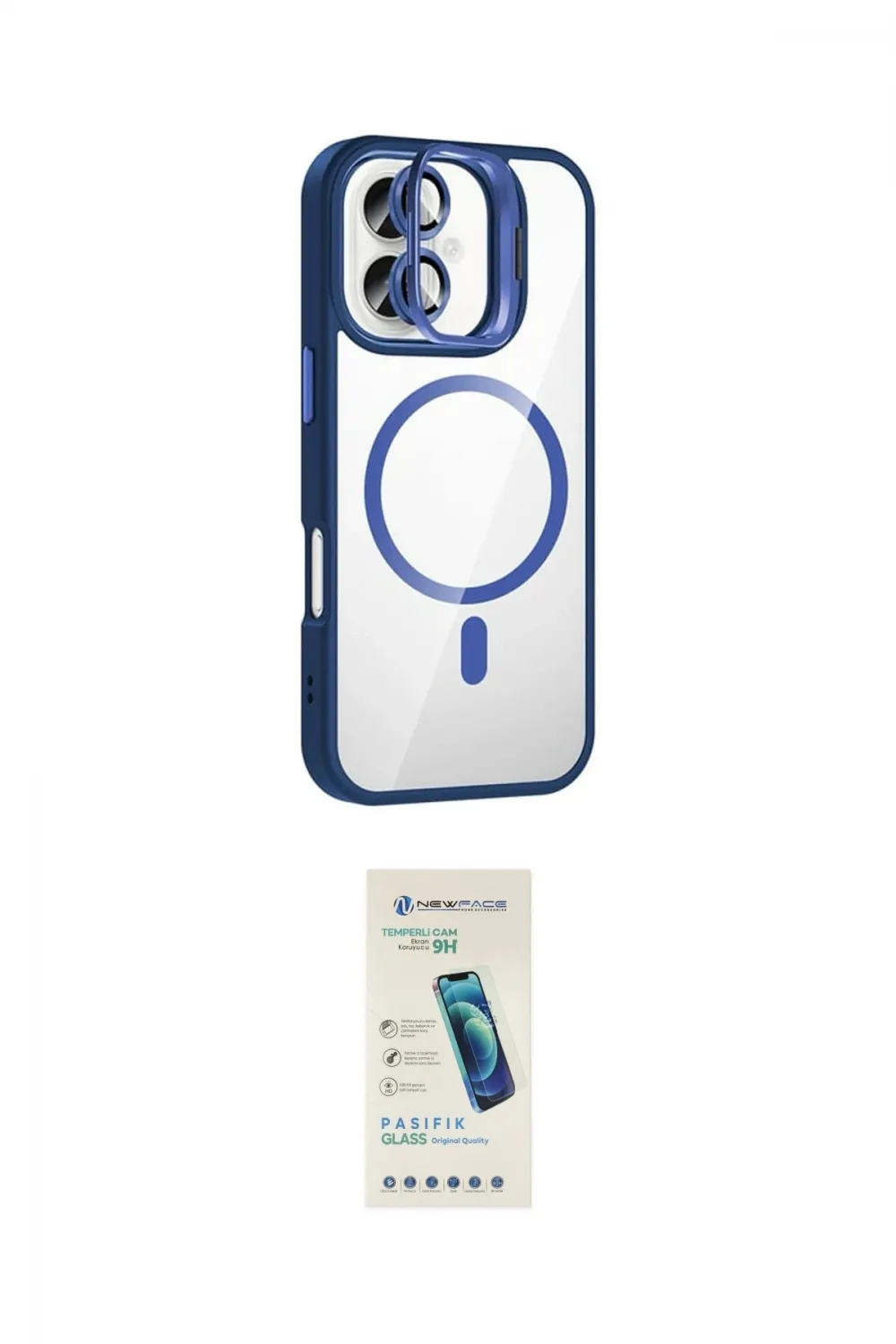 ieg™ iPhone 16 Plus Kılıf Yadigar Asil Koleksiyonu - Şeffaf Pasifik Cam Ekran Koruyucu