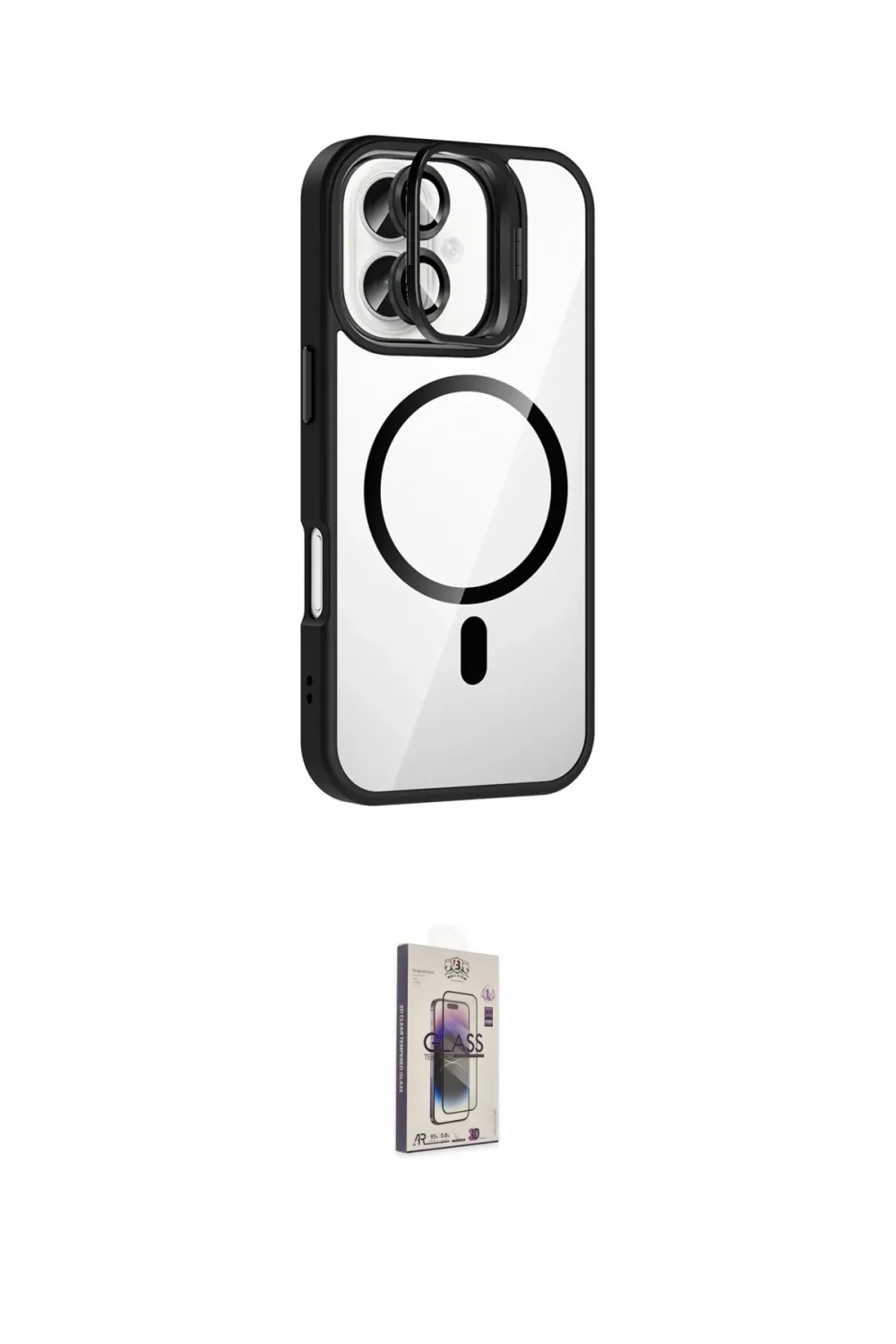 ieg™ iPhone 16 Plus Kılıf Yadigar Asil Koleksiyonu - Siyah Bilvis 3D Cam Ekran Koruyucu