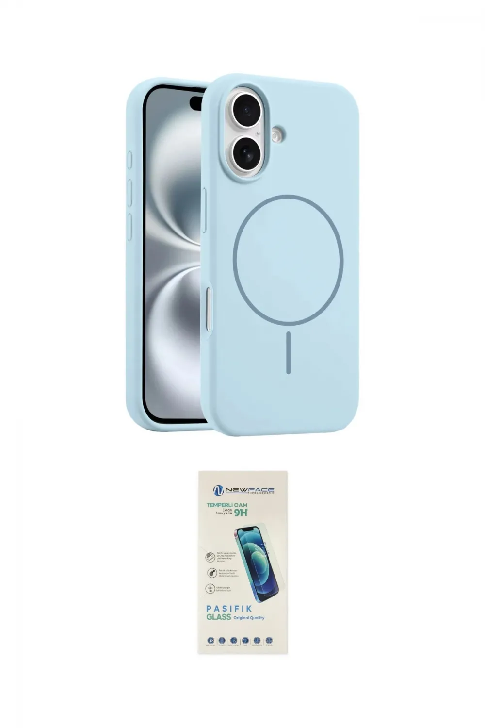 ieg™ iPhone 16 Plus Kılıf Yankı Form Serisi - Şeffaf Pasifik Cam Ekran Koruyucu