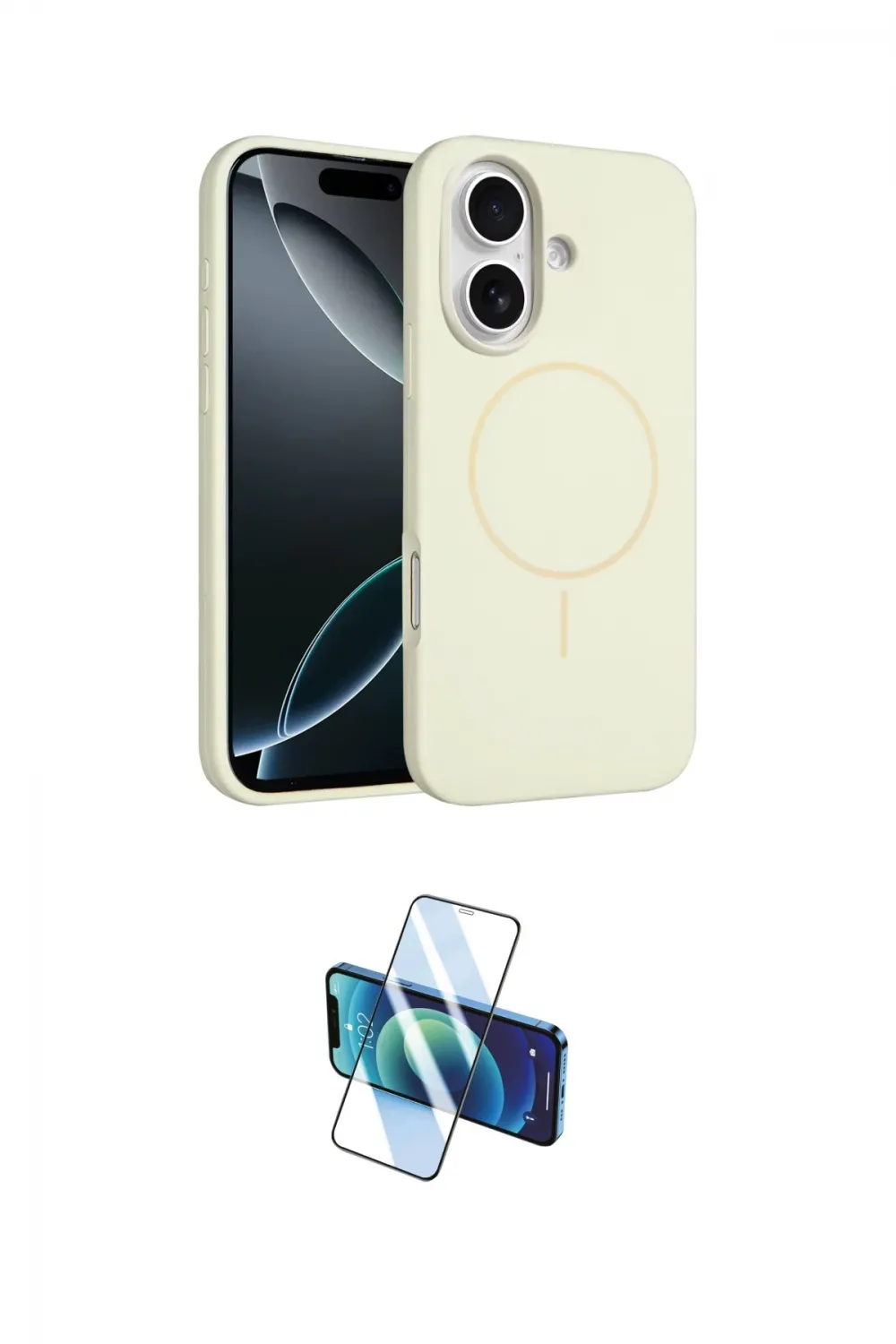 ieg™ iPhone 16 Plus Kılıf Yankı Form Serisi - Siyah 3D Antistatik Cam Ekran Koruyucu