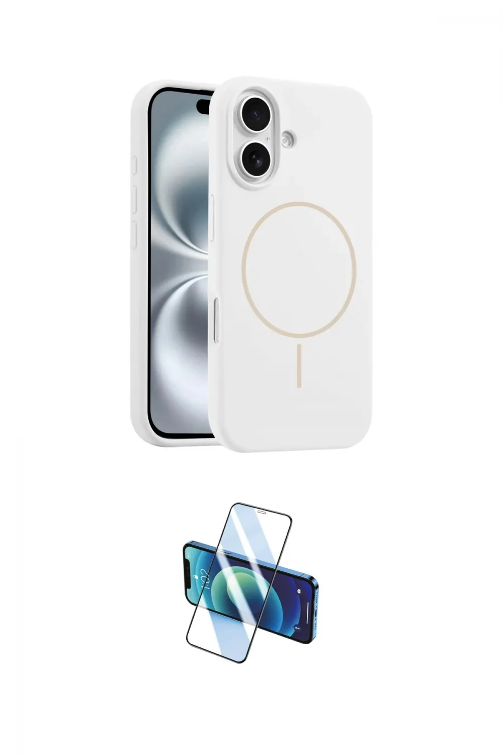 ieg™ iPhone 16 Plus Kılıf Yankı Form Serisi - Siyah 3D Antistatik Cam Ekran Koruyucu