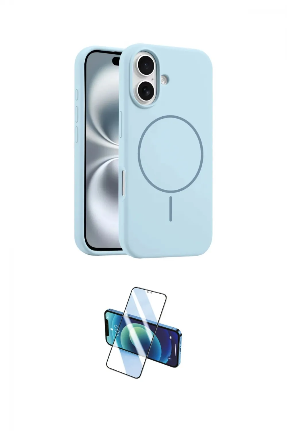 ieg™ iPhone 16 Plus Kılıf Yankı Form Serisi - Siyah 3D Antistatik Cam Ekran Koruyucu