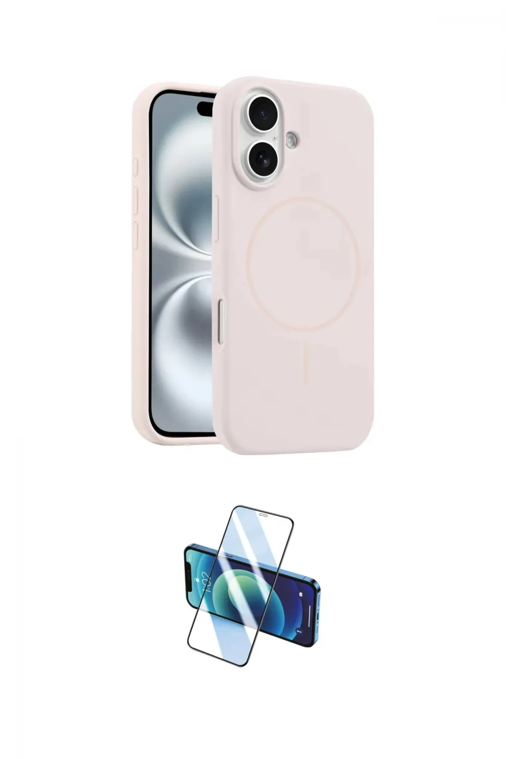 ieg™ iPhone 16 Plus Kılıf Yankı Form Serisi - Siyah 3D Antistatik Cam Ekran Koruyucu