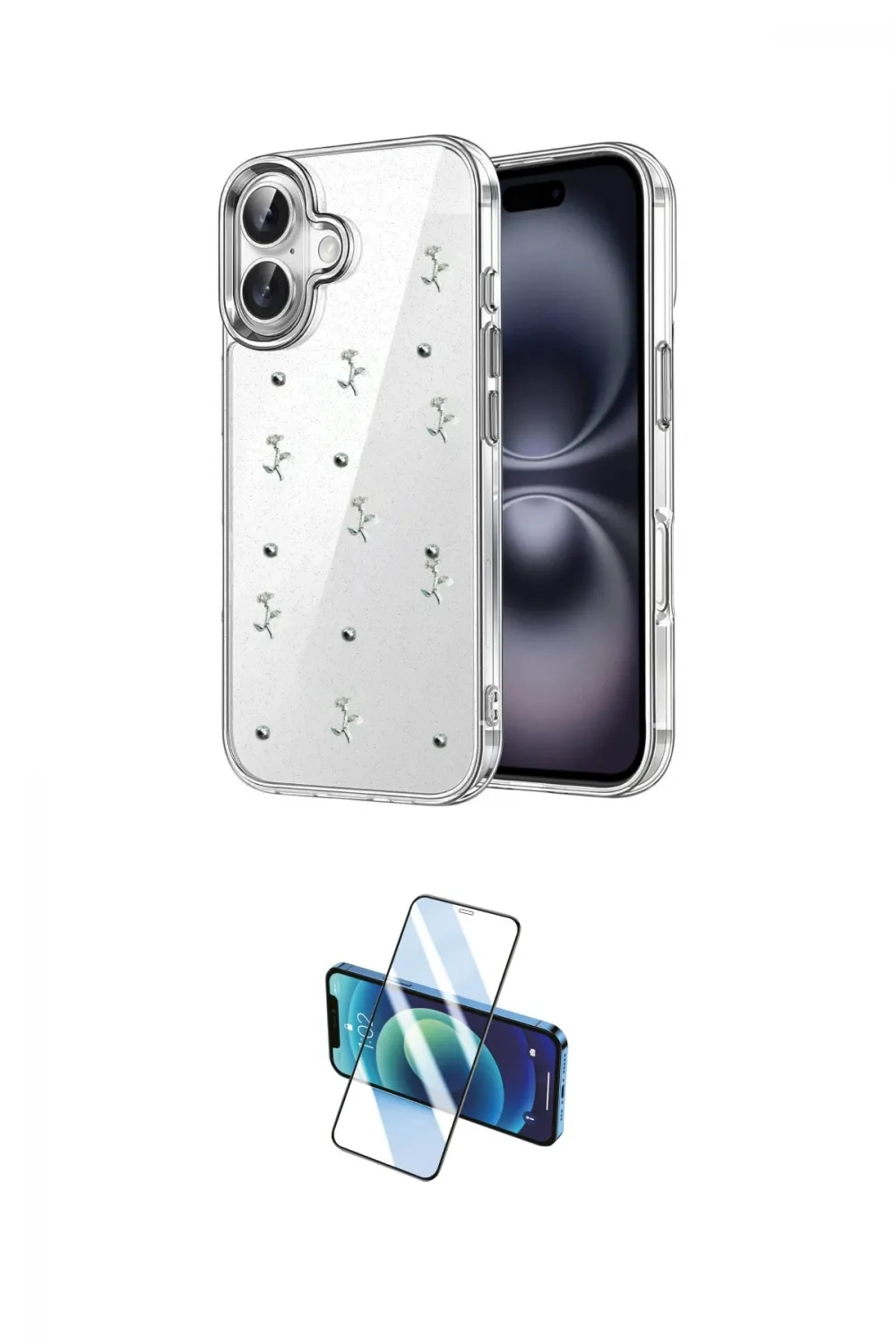 ieg™ iPhone 16 Plus Kılıf Yörünge Form - Siyah 3D Antistatik Seramik Nano Ekran Koruyucu