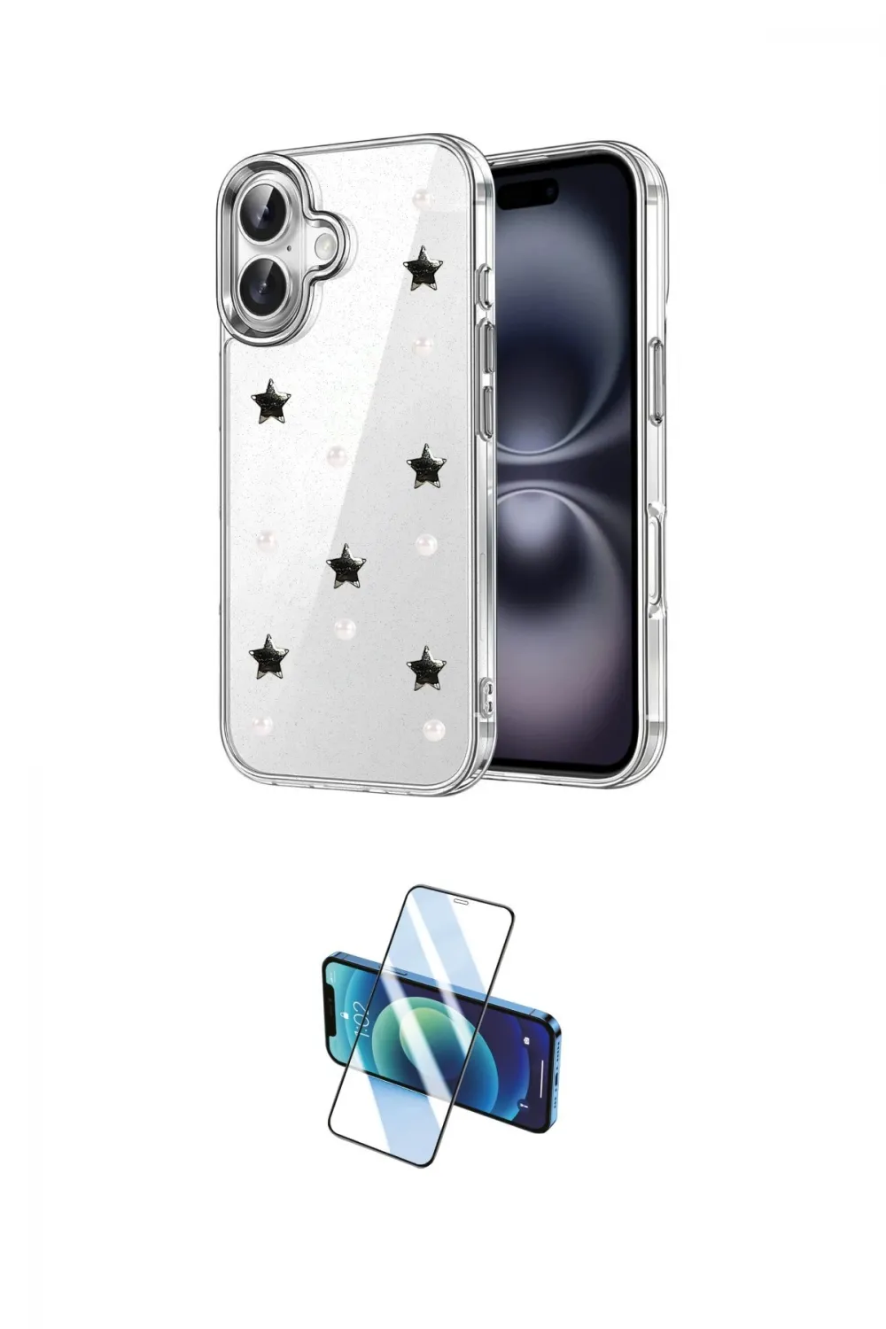 ieg™ iPhone 16 Plus Kılıf Yörünge Form - Siyah 3D Antistatik Seramik Nano Ekran Koruyucu
