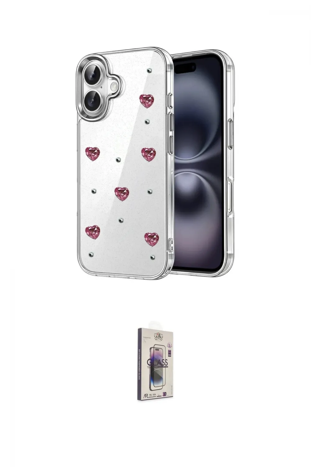 ieg™ iPhone 16 Plus Kılıf Yörünge Form - Siyah Bilvis 3D Cam Ekran Koruyucu
