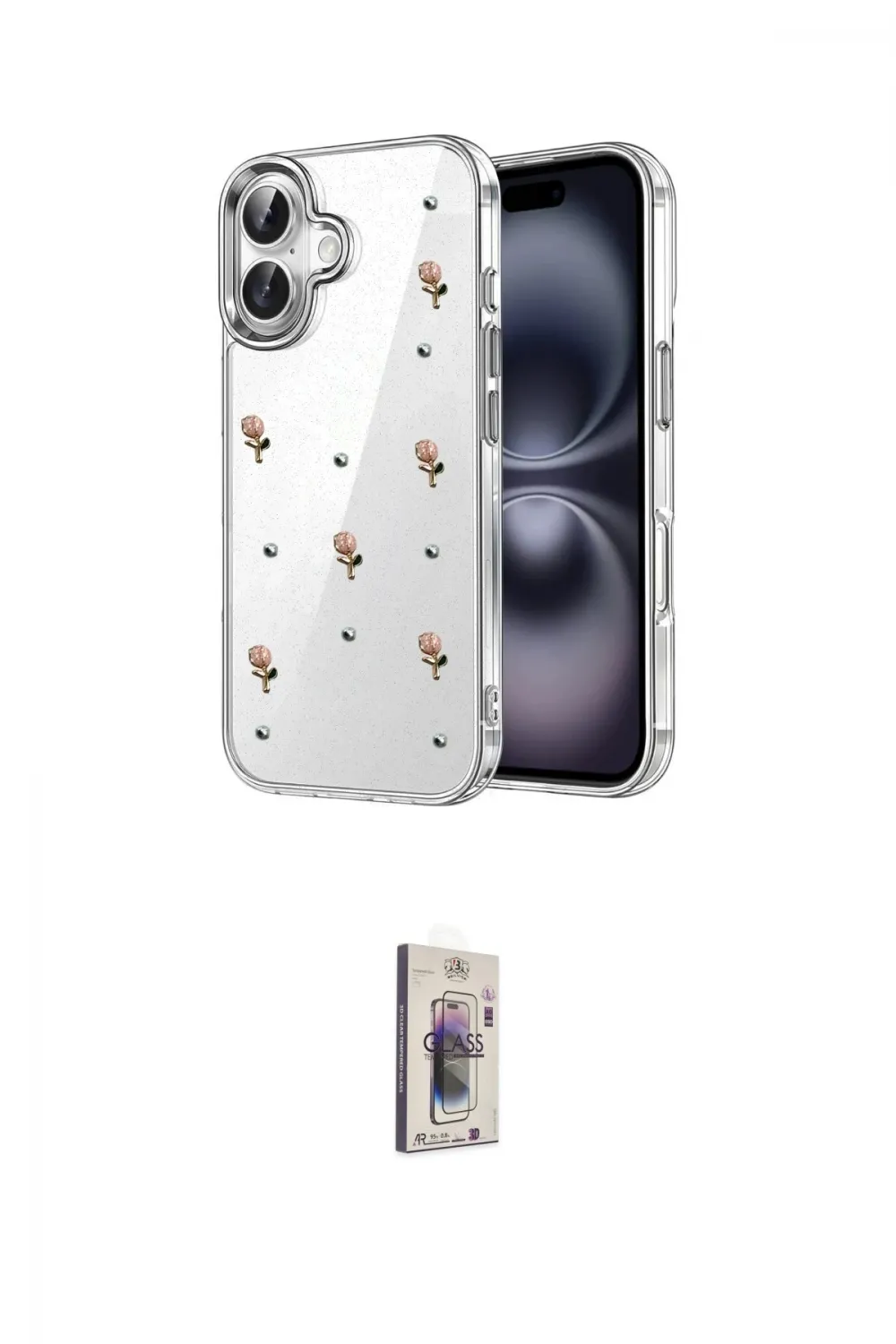 ieg™ iPhone 16 Plus Kılıf Yörünge Form - Siyah Bilvis 3D Cam Ekran Koruyucu