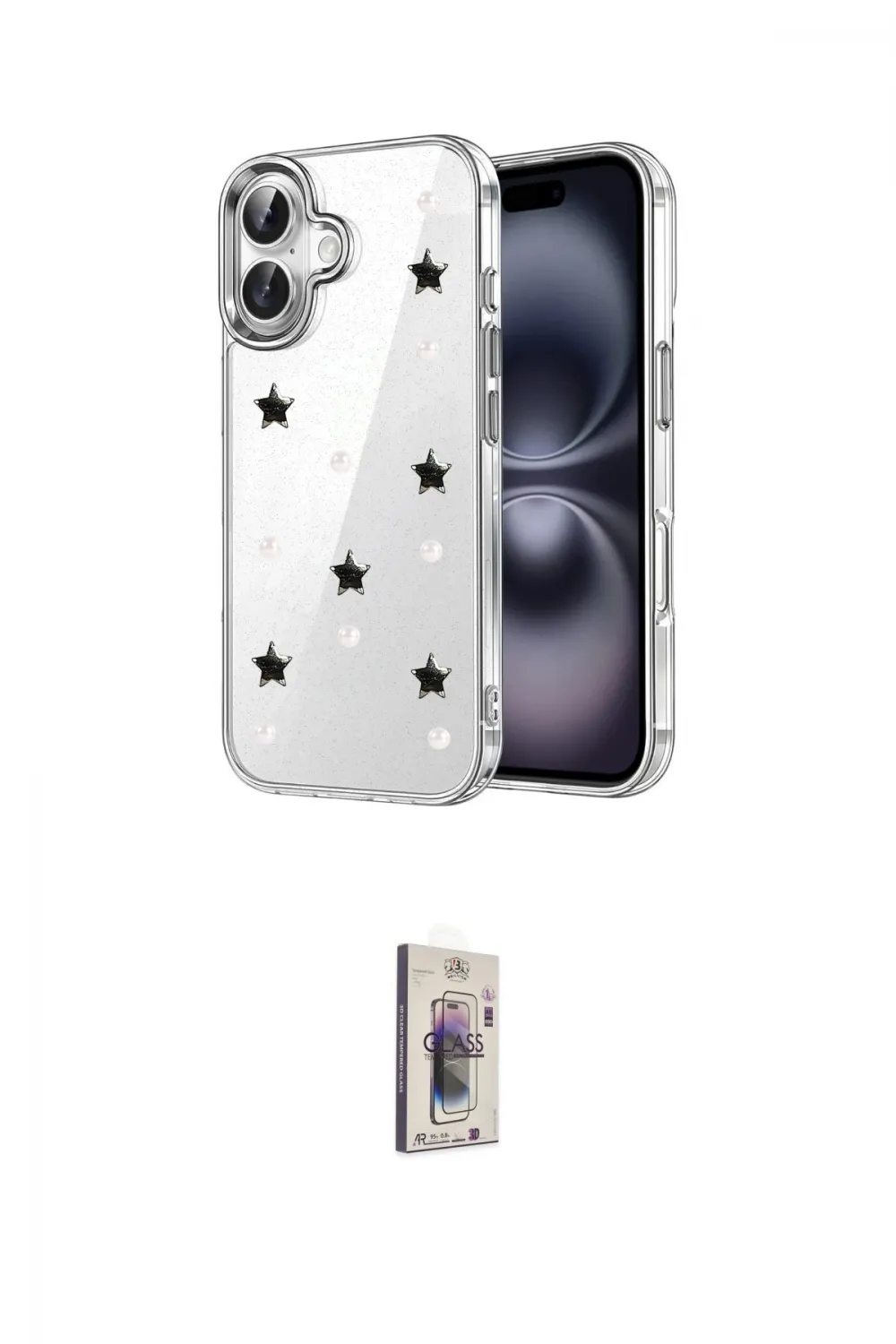 ieg™ iPhone 16 Plus Kılıf Yörünge Form - Siyah Bilvis 3D Cam Ekran Koruyucu