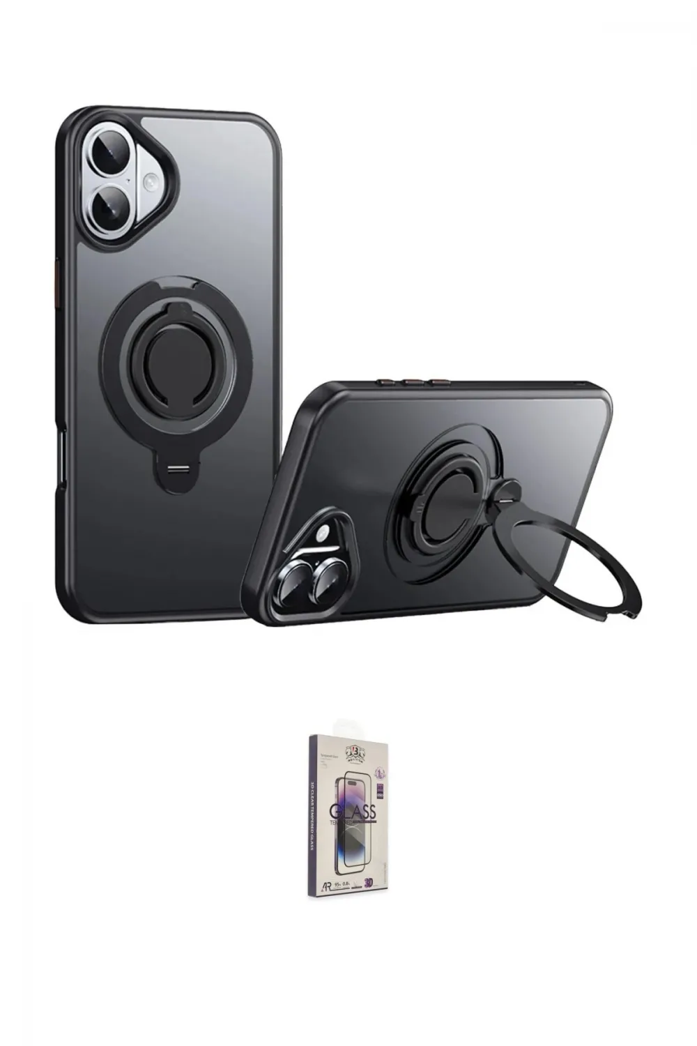 ieg™ iPhone 16 Plus Kılıf Zirve Çizgi Prime - Siyah Bilvis 3D Cam Ekran Koruyucu