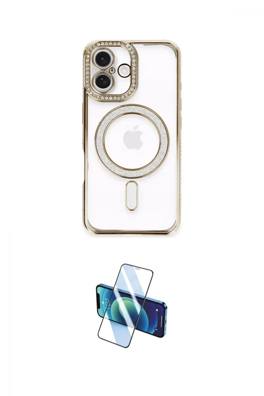 ieg™ iPhone 16 Plus Kılıf Zirve Doku Prime - Siyah 3D Antistatik Cam Ekran Koruyucu
